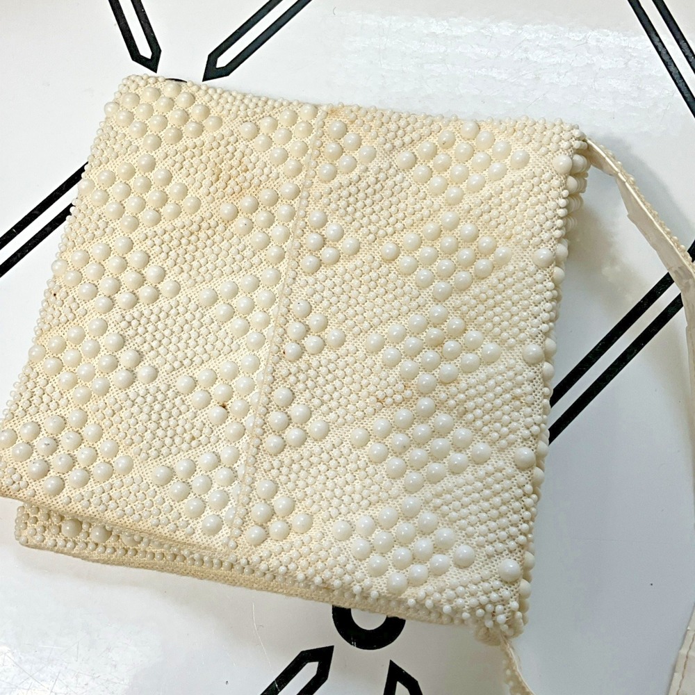 VTG Candy Dot Purse 1960s Plastic Beaded Handbag Pocketbook 2 Compartments - Picture 13 of 16